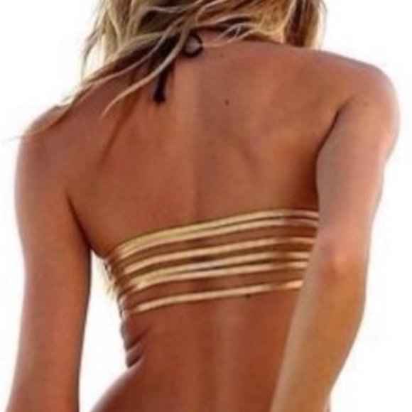 Brand New Victoria’s Secret metallic bandeau strapless bikini top - Picture 2 of 12